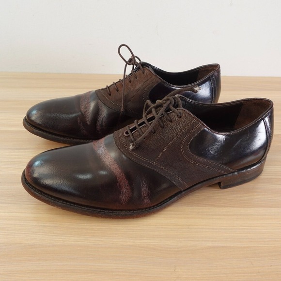EMPORIO ARMANI Oxford Shoes Mens 9.5‎ Brown Leather Lace Up Dress Luxury ITALY